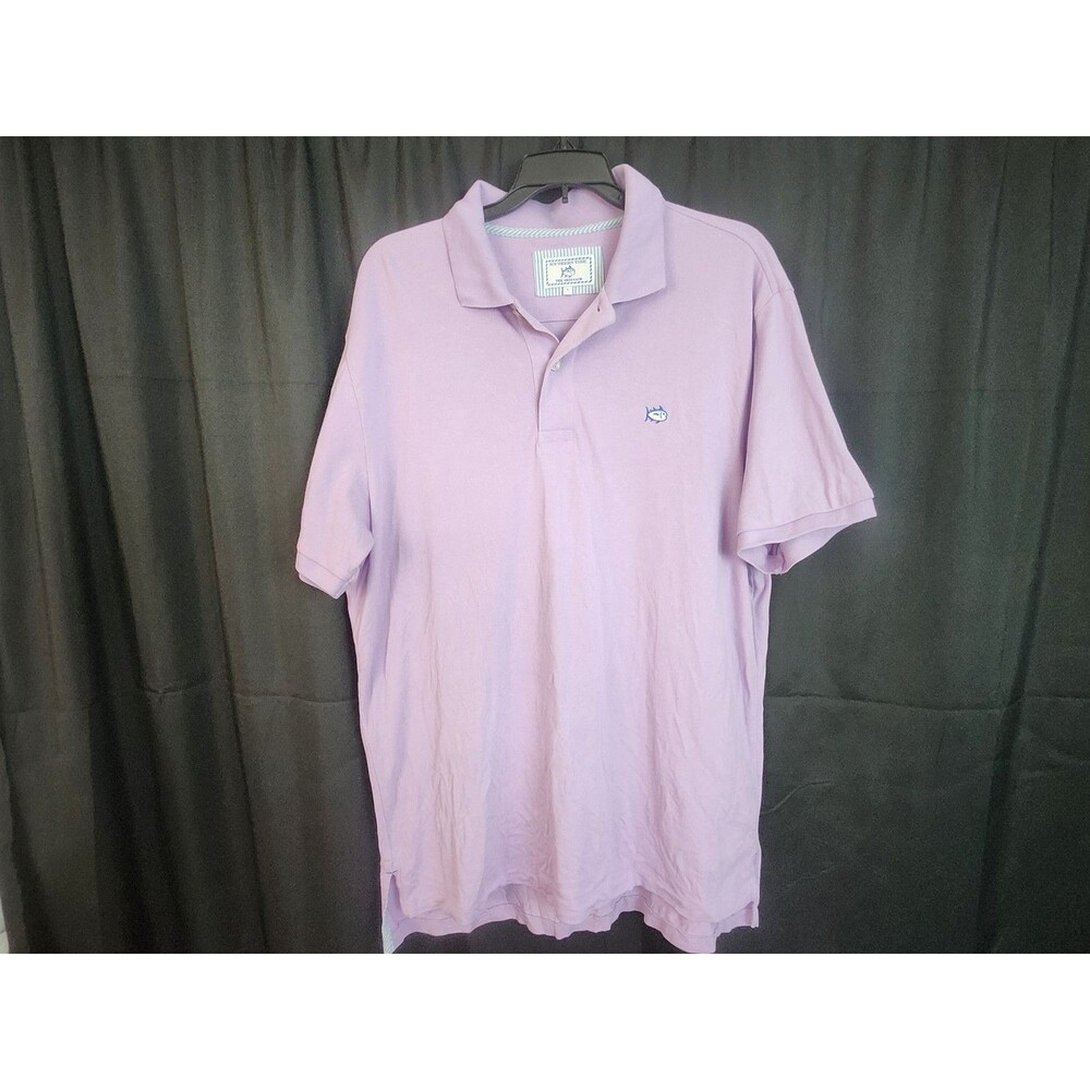 Southern Tide Skipjack Polo Shirt Men's Large Lavender Short Sleeve 97% Cotton
